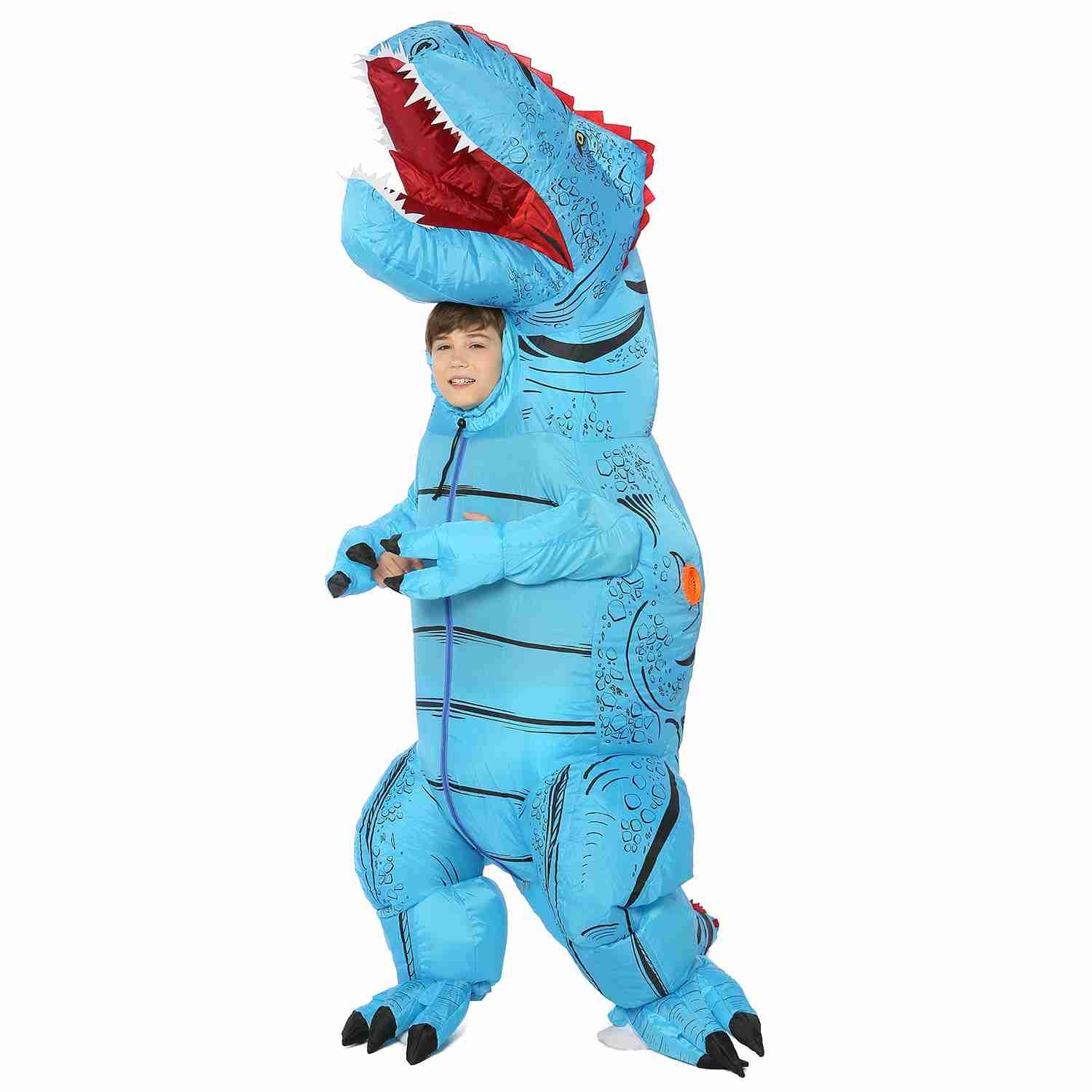 Blue T-Rex Dinosaur Inflatable Costume Air Blow up Party Suit for Adult/Kid