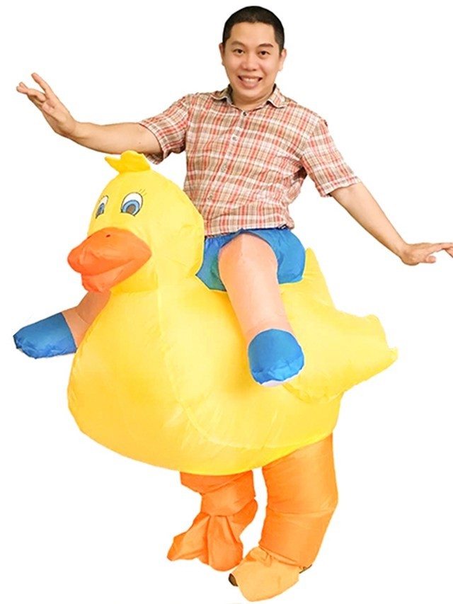 Yellow Duck with Eyelashes Carry me Ride on Inflatable Costume for ...