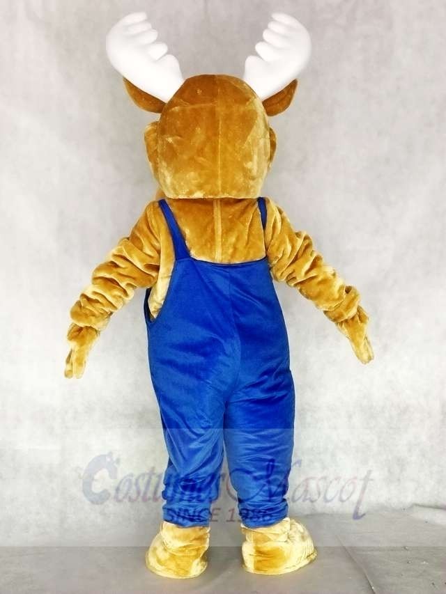 Ikea Moose Mascot Costumes with Dark Blue Overalls Animal