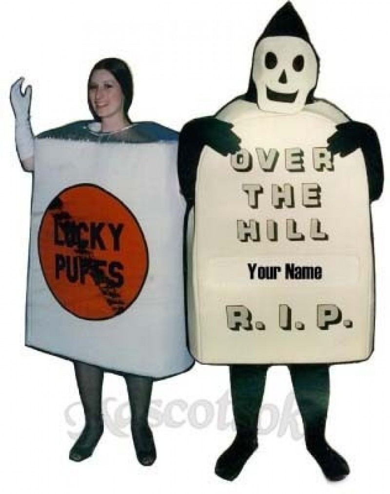 Over the Hill Tombstone with Wipe Off board Mascot Costume