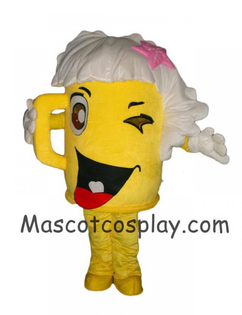 Hot Sale Adorable Realistic New Popular Professional Custom Made Mascot Costume Yellow Cartoon Cup Glass Beer Bottle Walking Doll Mascot Costumes