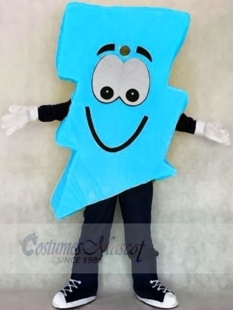 Neon Blue Lightning Bolt Mr. Electric Lightning Bolt Mascot Costumes