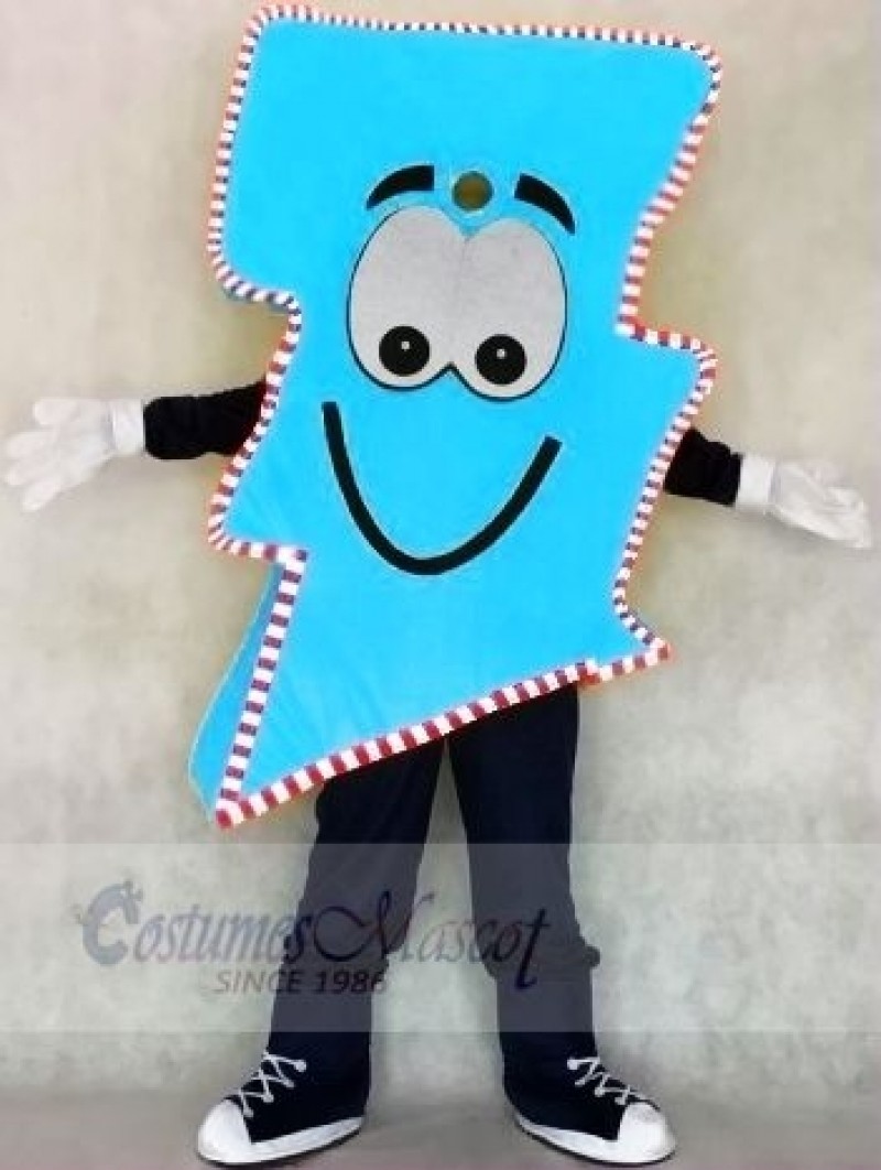 Neon Blue Lightning Bolt with Color Trim Mr. Electric Lightning Bolt Mascot Costumes