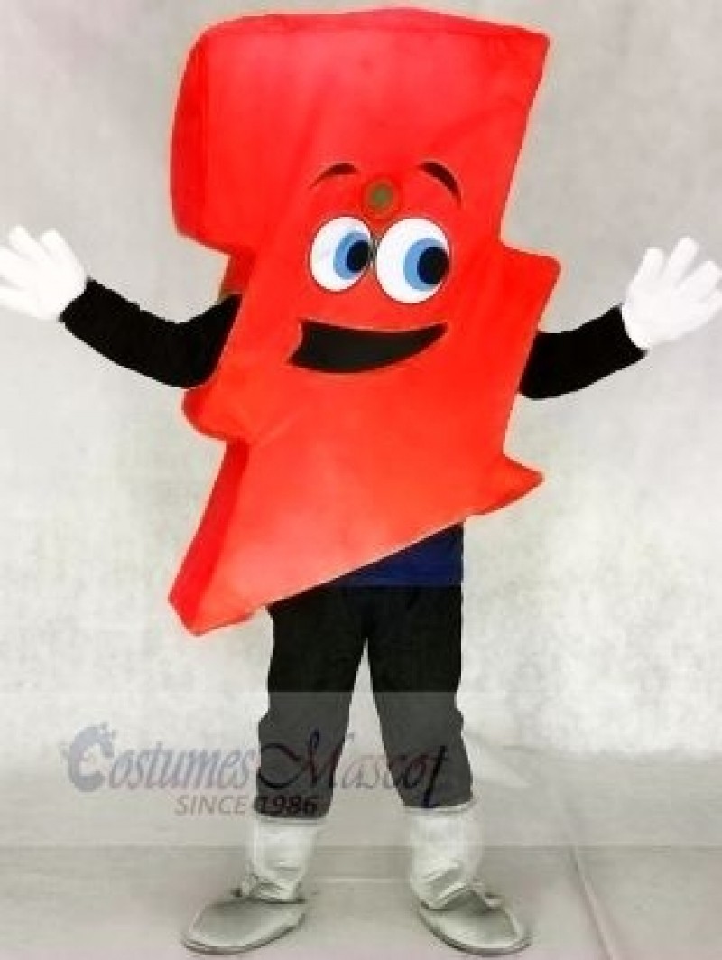 Neon Red Lightning Bolt Mr. Electric Lightning Bolt Mascot Costumes