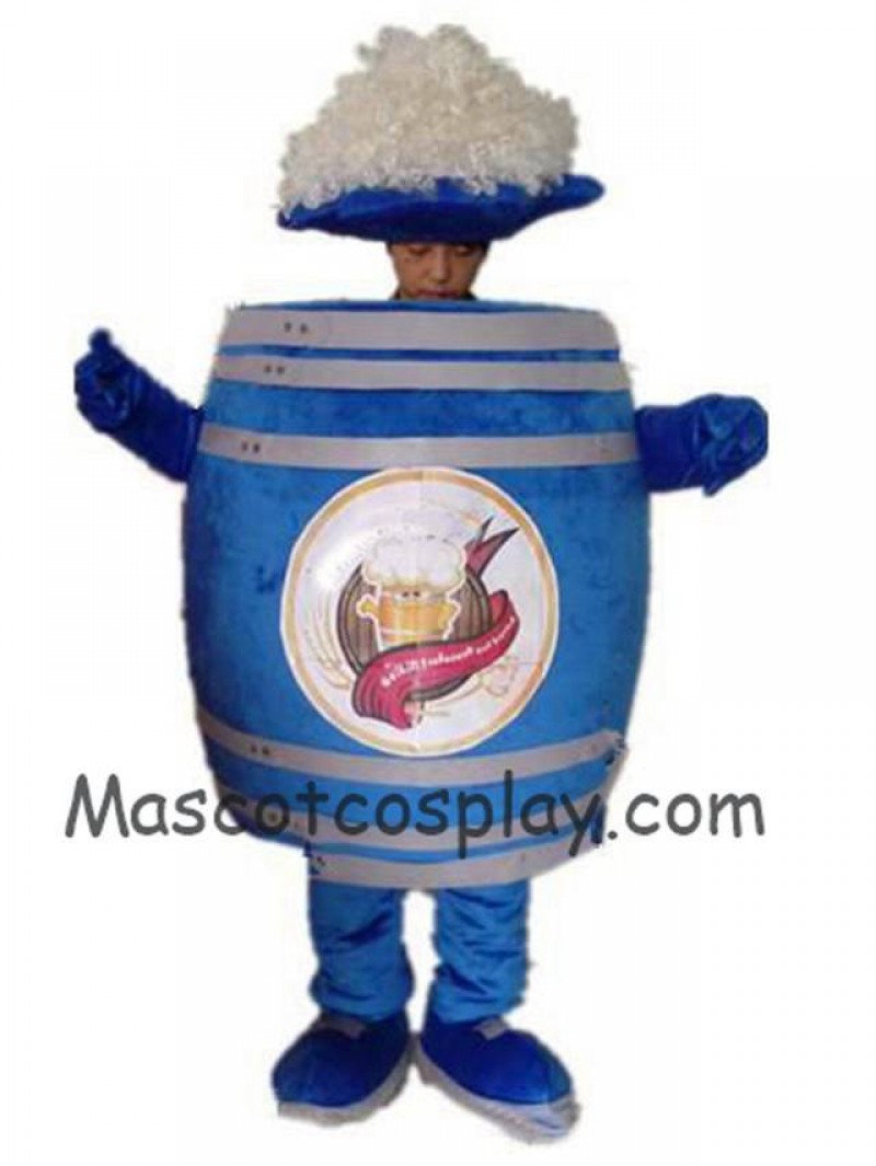 Hot Sale Adorable Realistic New Popular Professional Blue Beer Bottle Round Beer Barrel Bucket Mascot Costume For Promotion