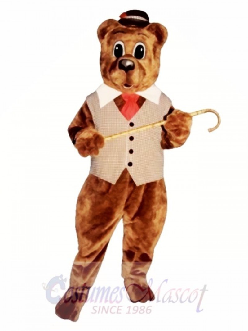 Pa Bear with Vest, Hat & Tie Mascot Costume