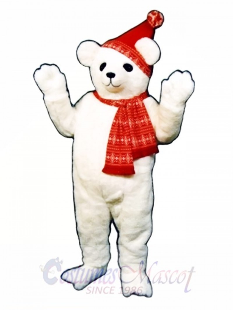 Snow Bear with Hat & Scarf Mascot Costume