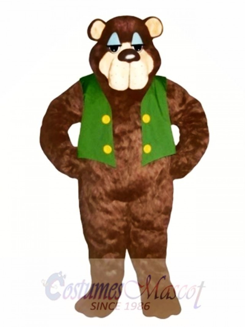 Cute Bramble Bear with Vest Mascot Costume