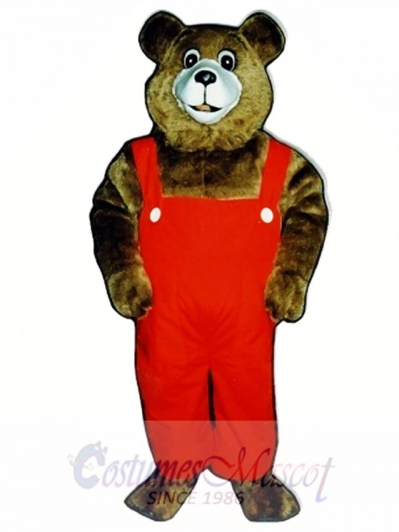 New Tommy Teddy Bear with Overalls Mascot Costume