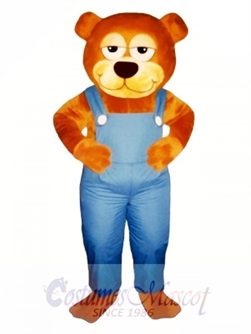 Cute Gardener Bear with Overalls Mascot Costume