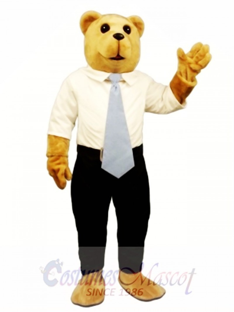 New White Collar Bruce Bear Mascot Costume