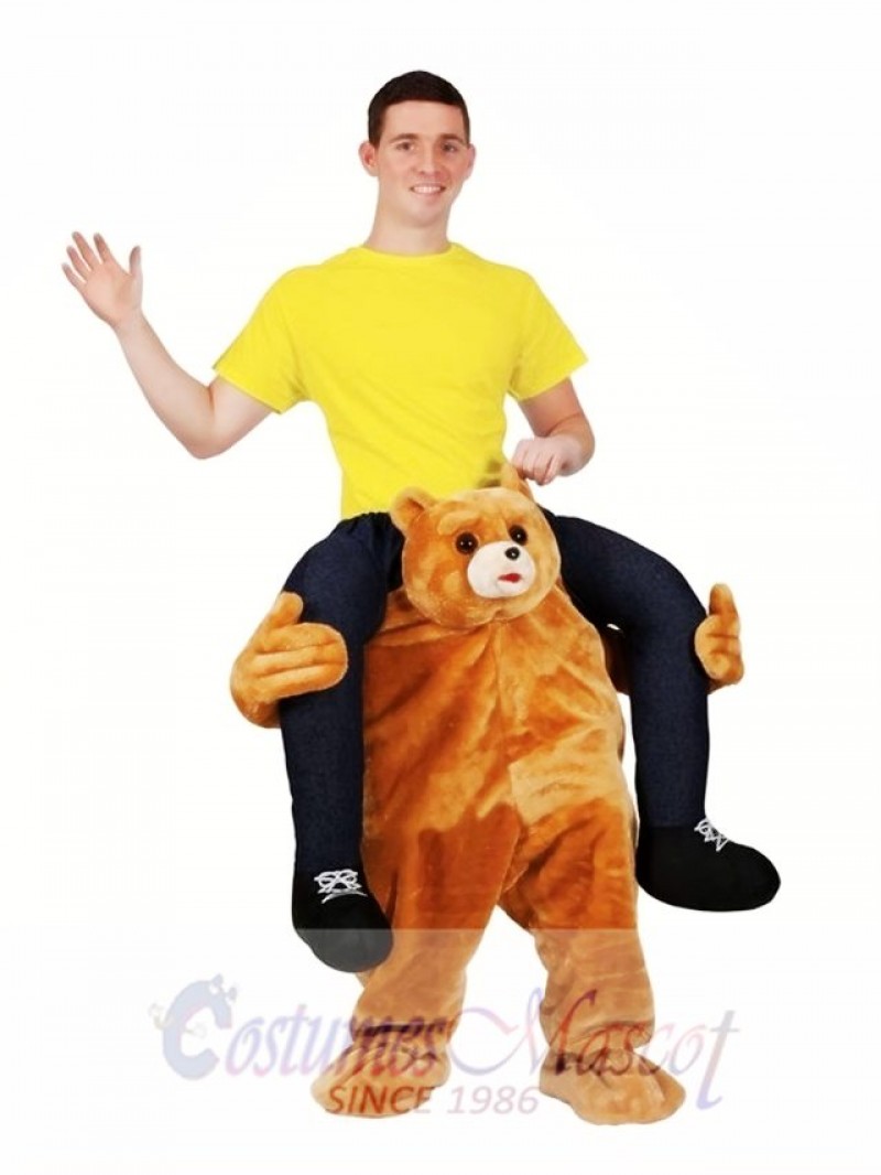 Ride on Me Teddy Bear Carry Me Ride Mascot Costume Brown Bear Stuffed Stag Mascot