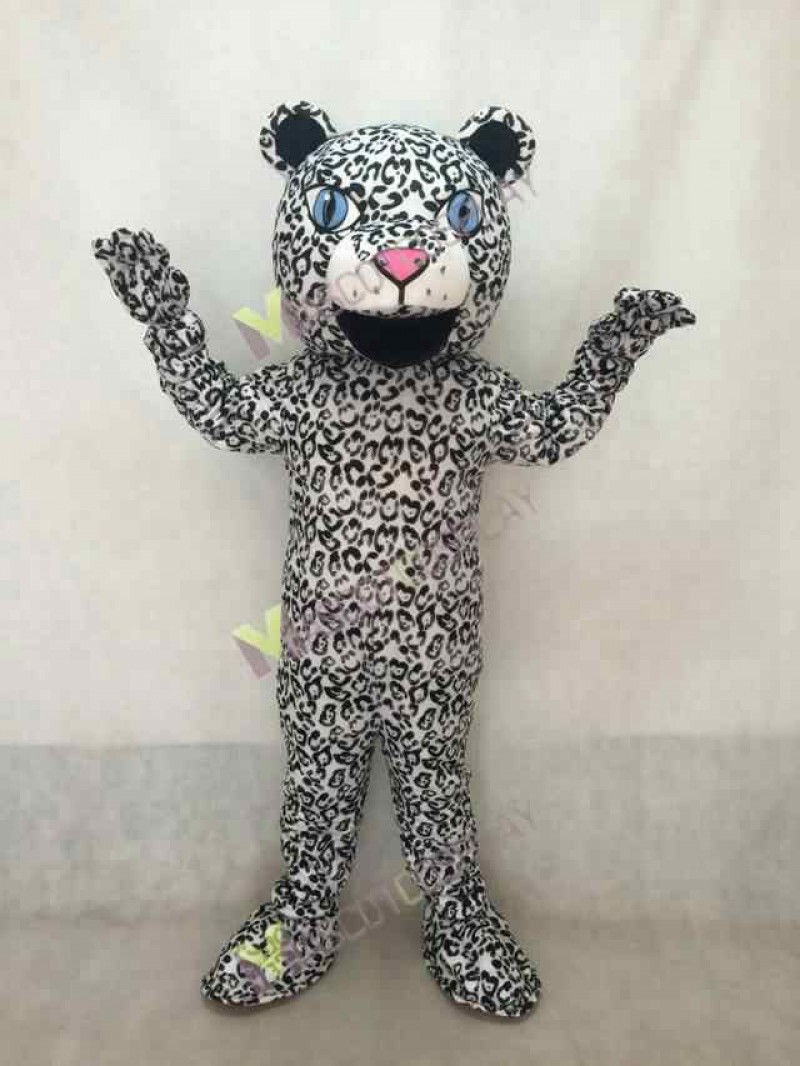 New White Cute Leopard Cub Mascot Costume