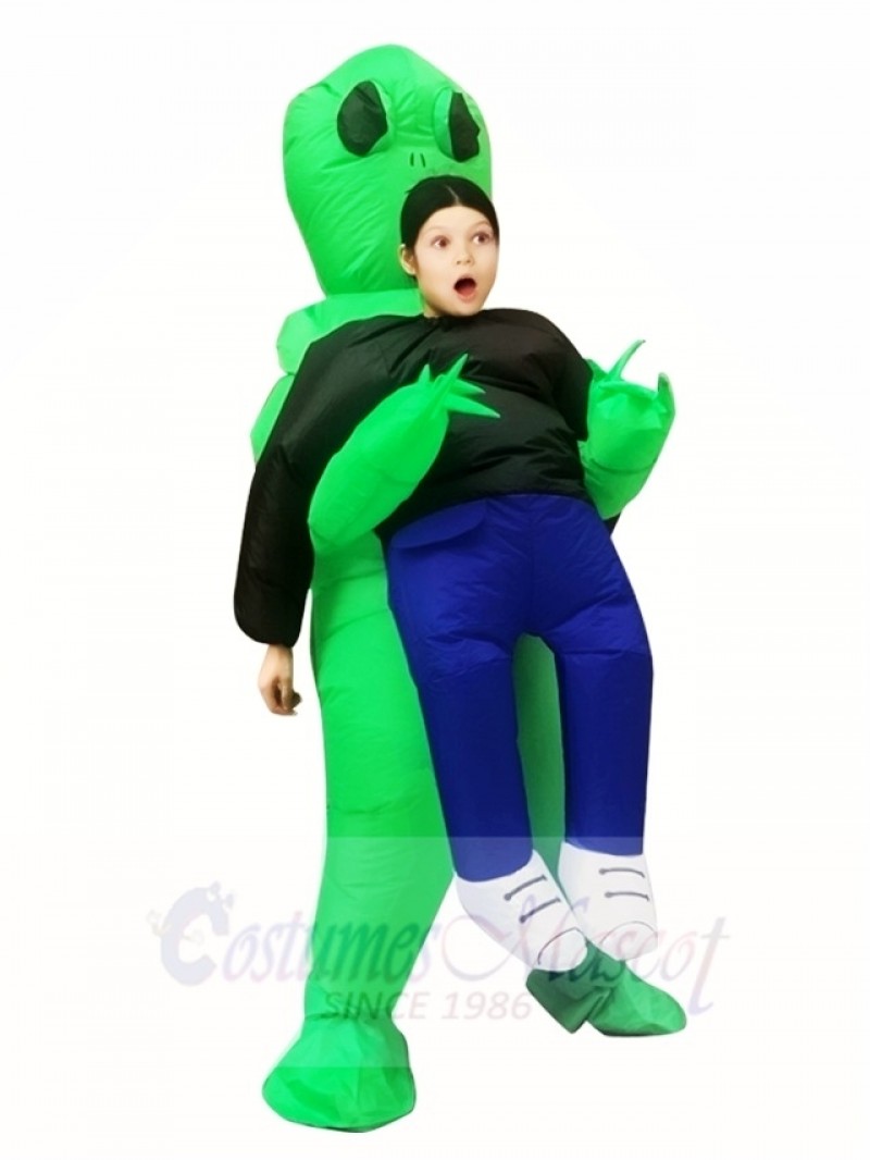 Green Alien ET Carry me Monster Inflatable Blow Up Halloween Xmas Costumes for Kids