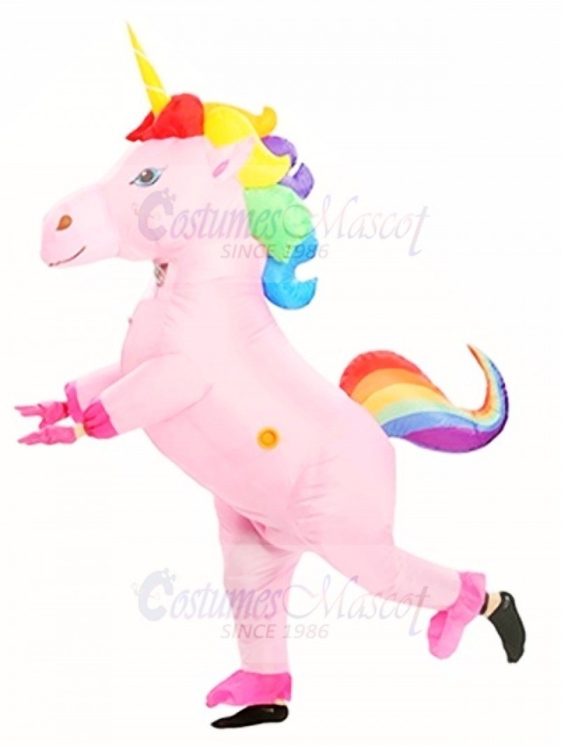 Rainbow Unicorn Horse Blow Up InflInflatable Costume Halloween For Adults