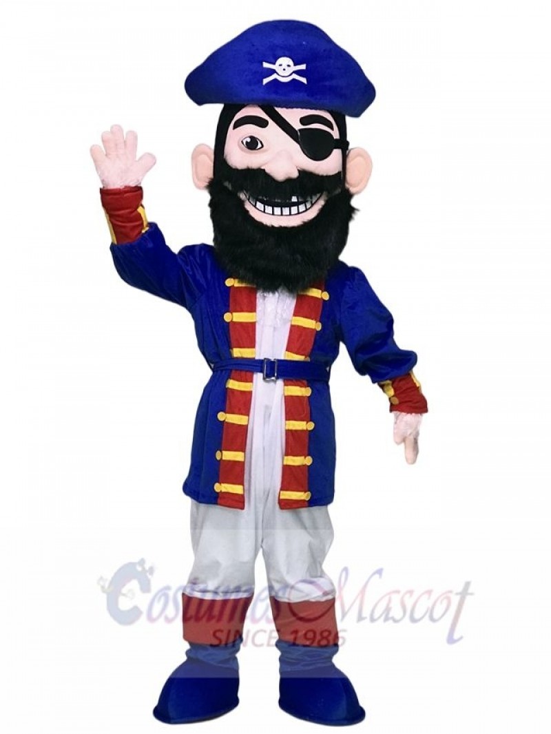 New Redbeard Pirate in Blue Mascot Costume