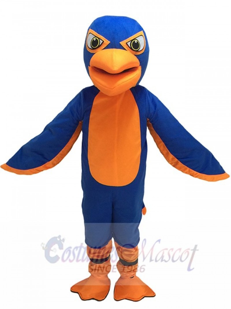 New Friendly Royal Blue and Orange Falcon Mascot Costume