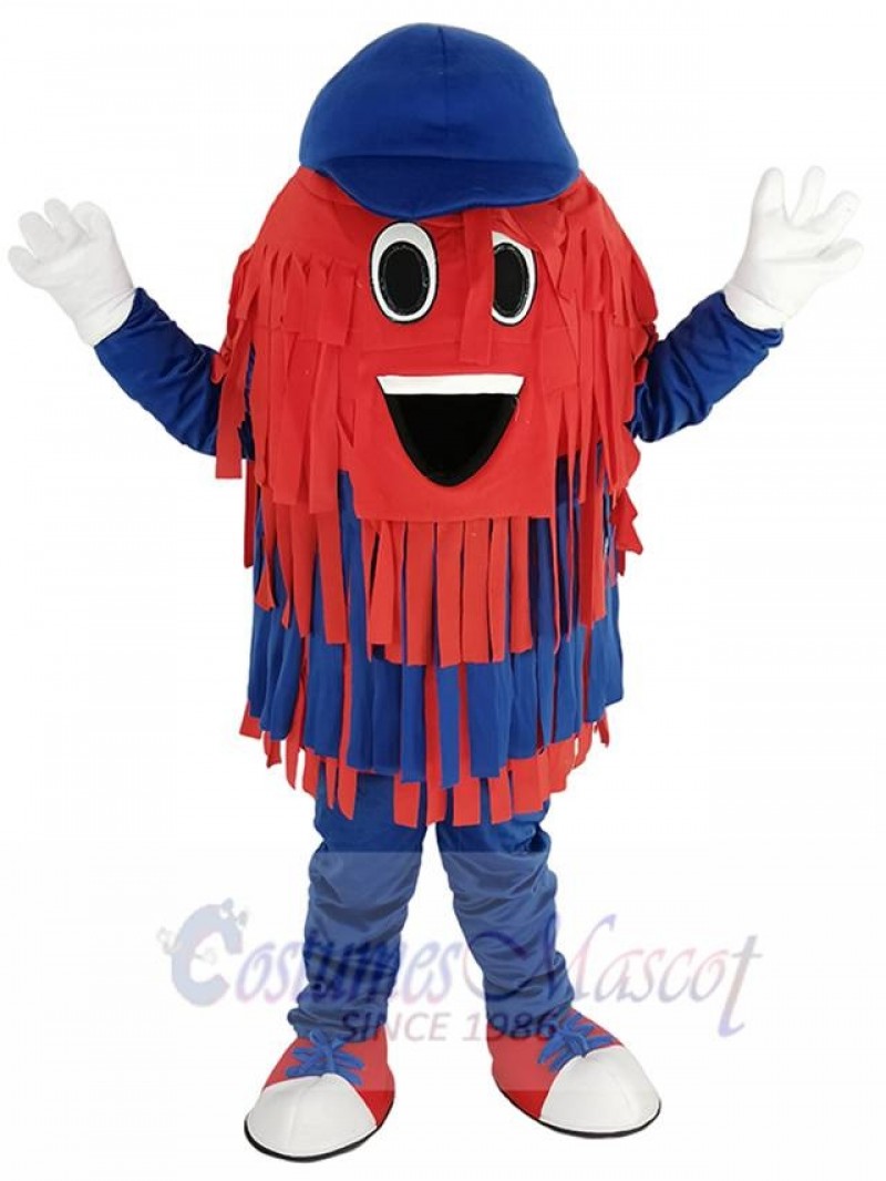 Blue and Red Car Wash Cleaning Brush Mascot Costume