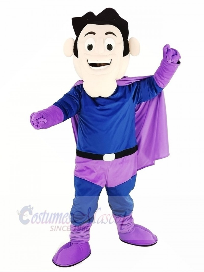 Super Hero with Purple Cloak Mascot Costume People