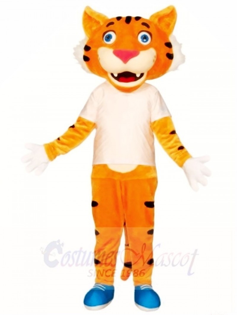 Cute White Shirt Tiger Mascot Costumes Animal