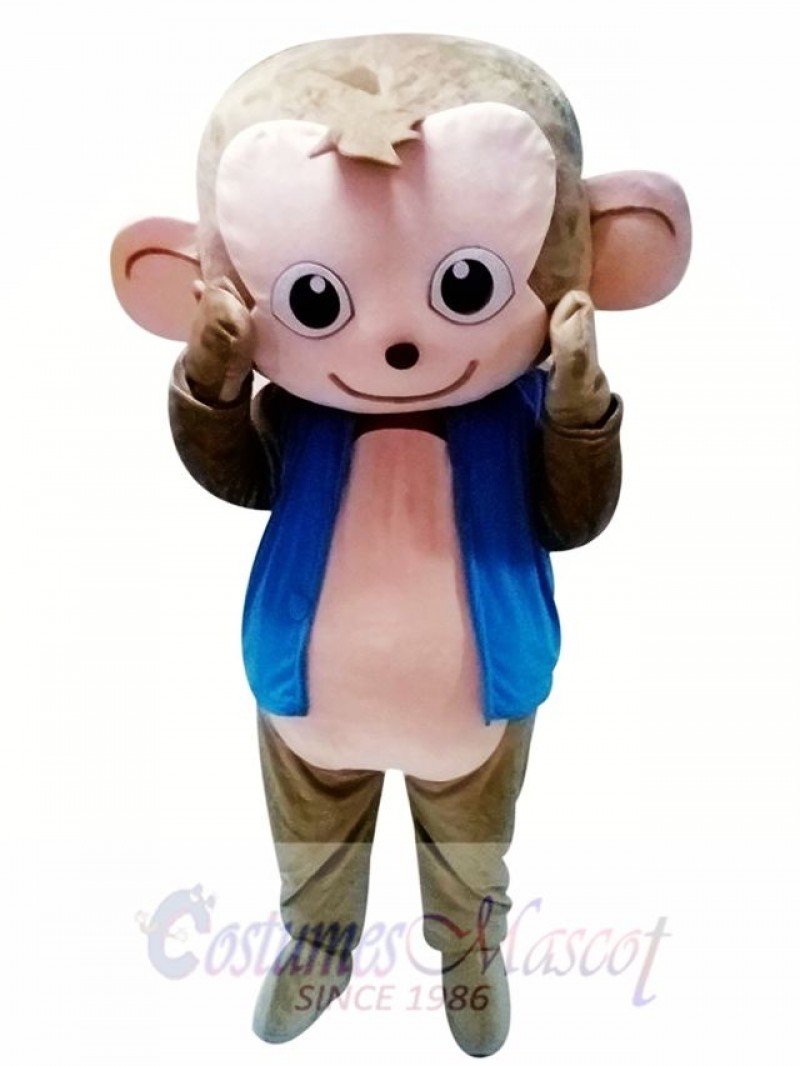 Cute Monkey Mascot Costume in Blue Jacket