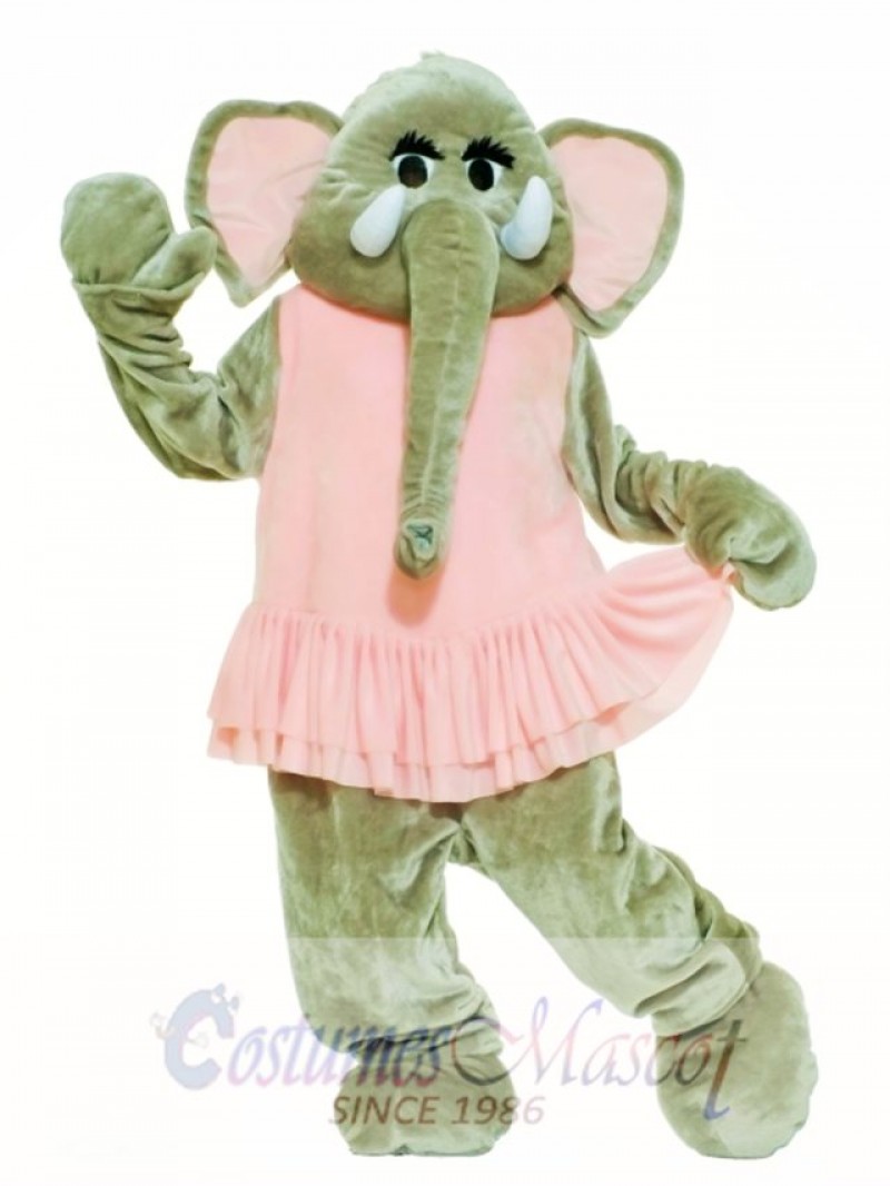 Pink Dress Elephant Mascot Costume