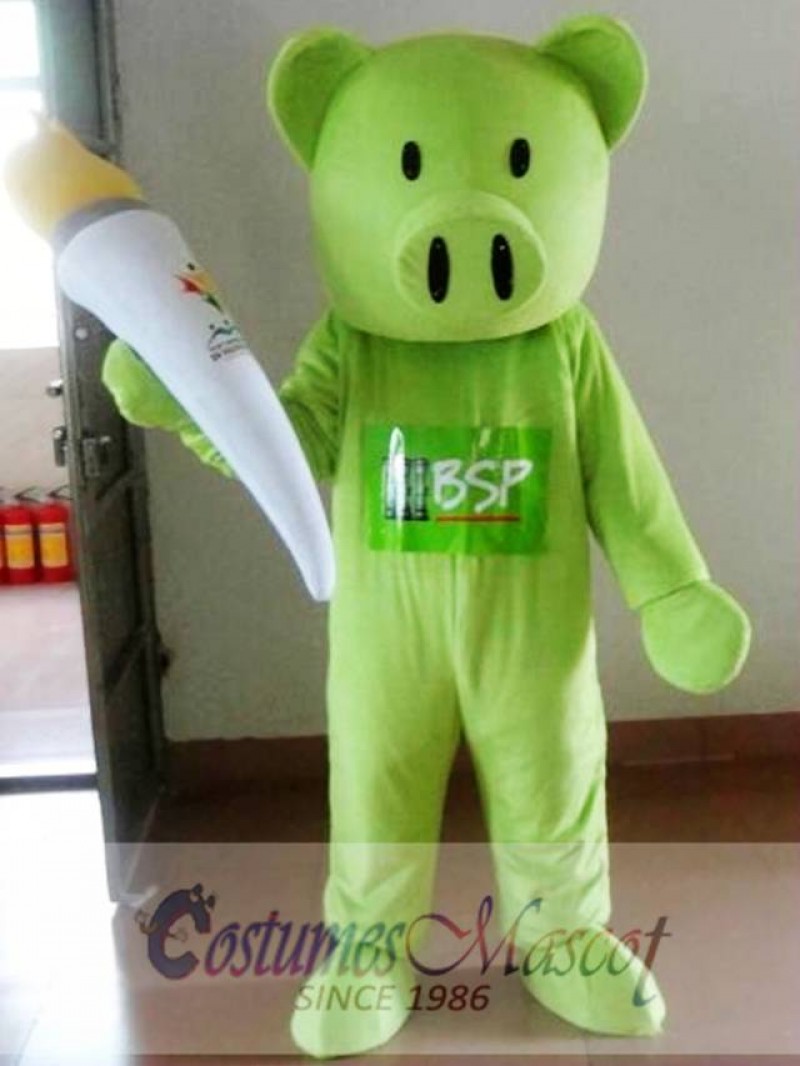 Green Pig Mascot Costume Adult Costume