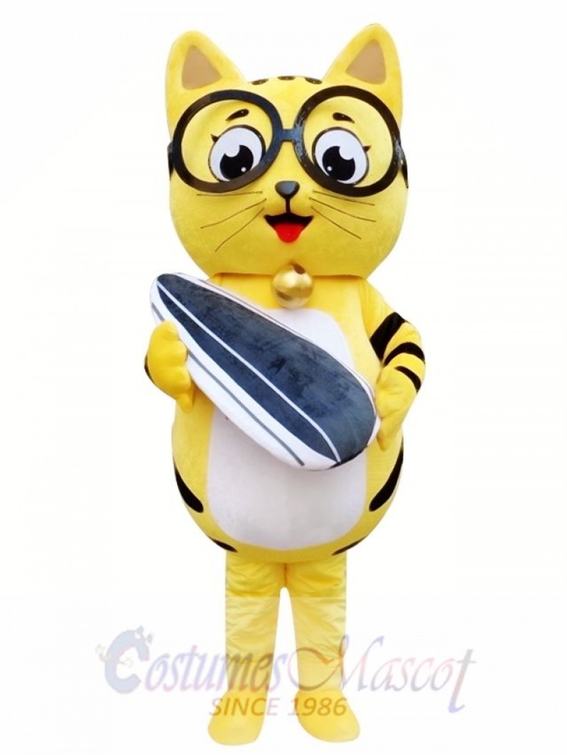 Yellow Cat Mascot Adult Costume