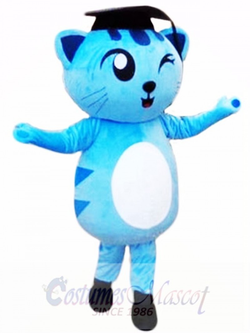 Cute Blue Doctor Cat Mascot Costume