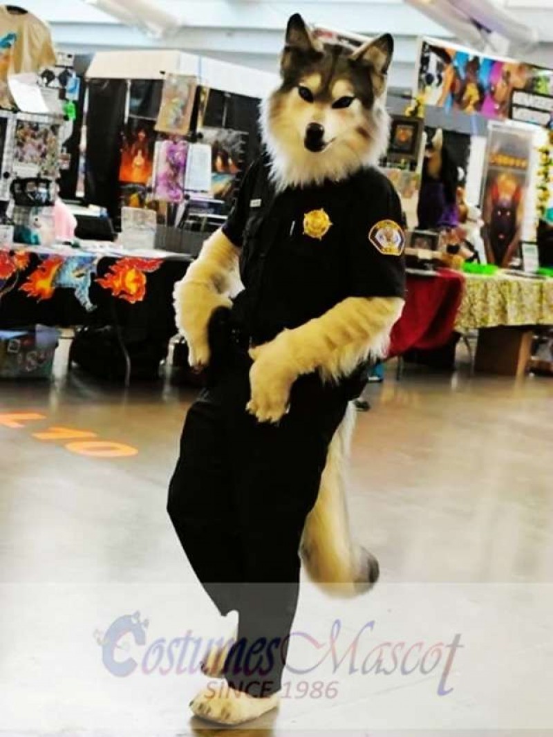 High Quality Police Wolf Mascot Costume