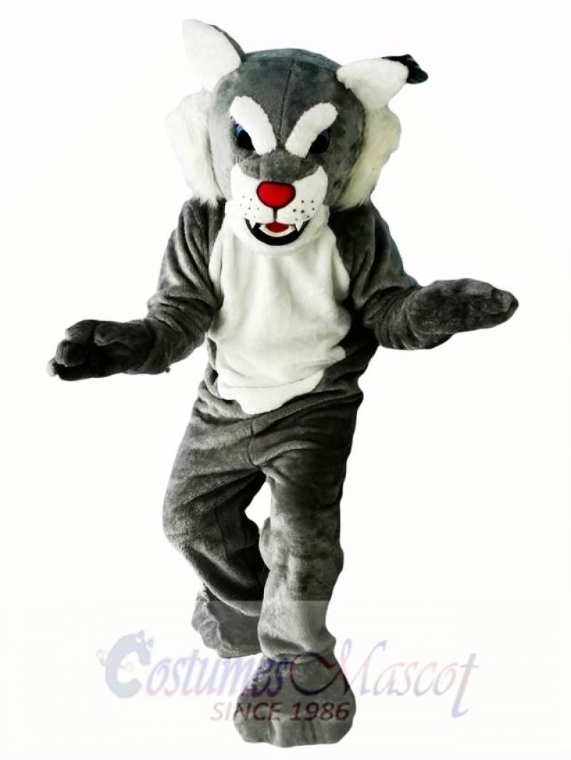 Grey Power Cat Wildcat Mascot Costume