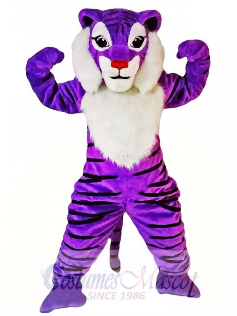 Purple Tiger Mascot Costume