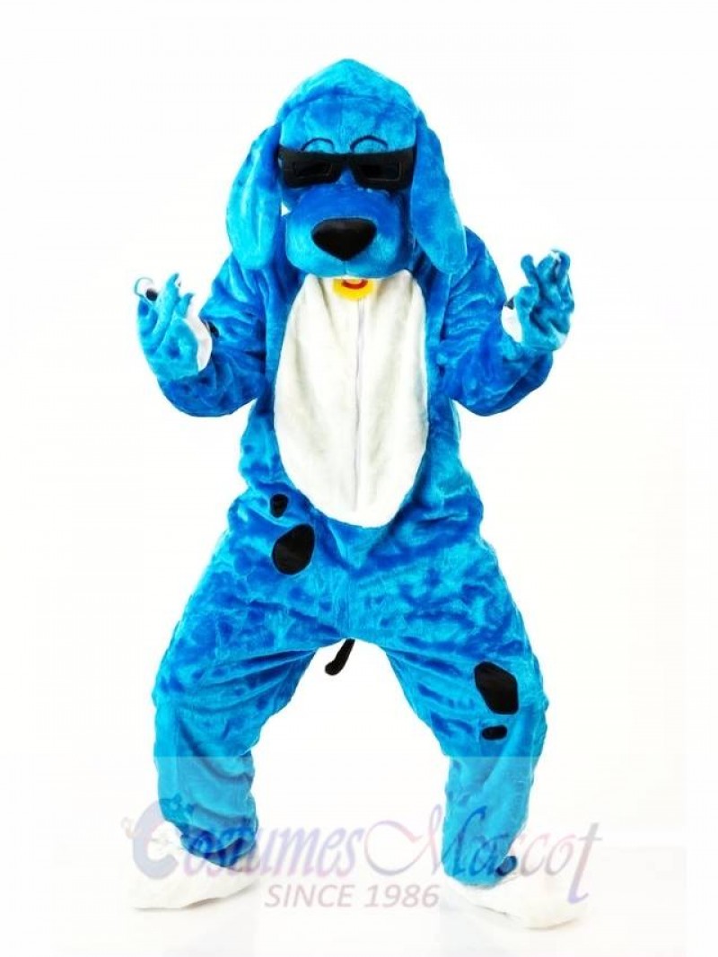 Blue Music Dog Mascot Costume