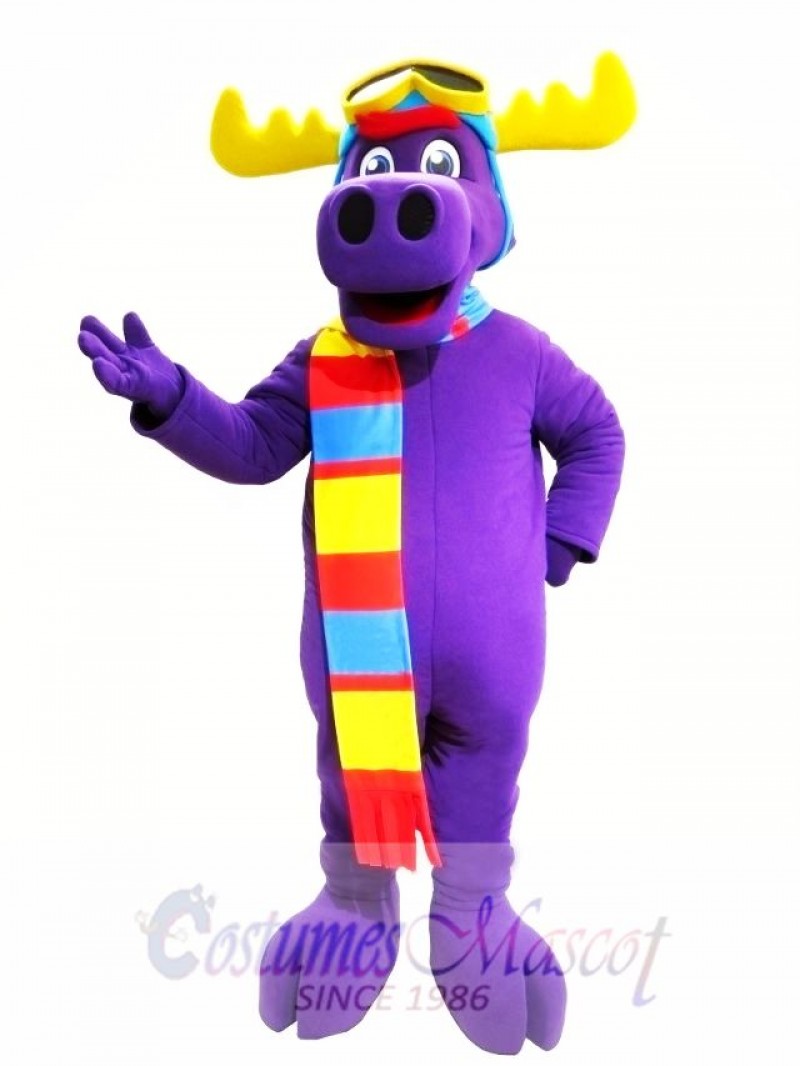 Purple Moose Mascot Costume