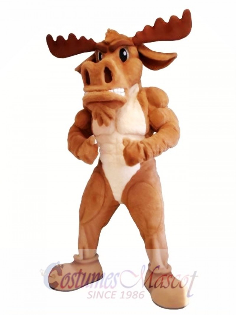 Power Muscly Moose Mascot Costume