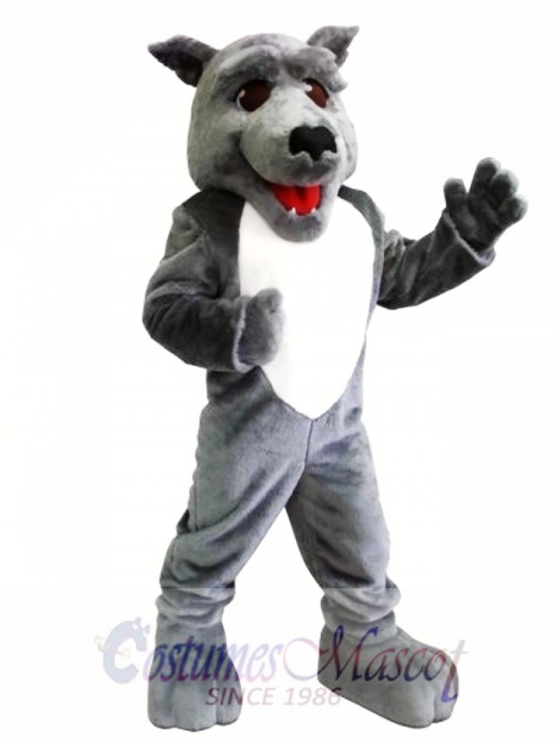 Cute Grey Wolf Mascot Costume