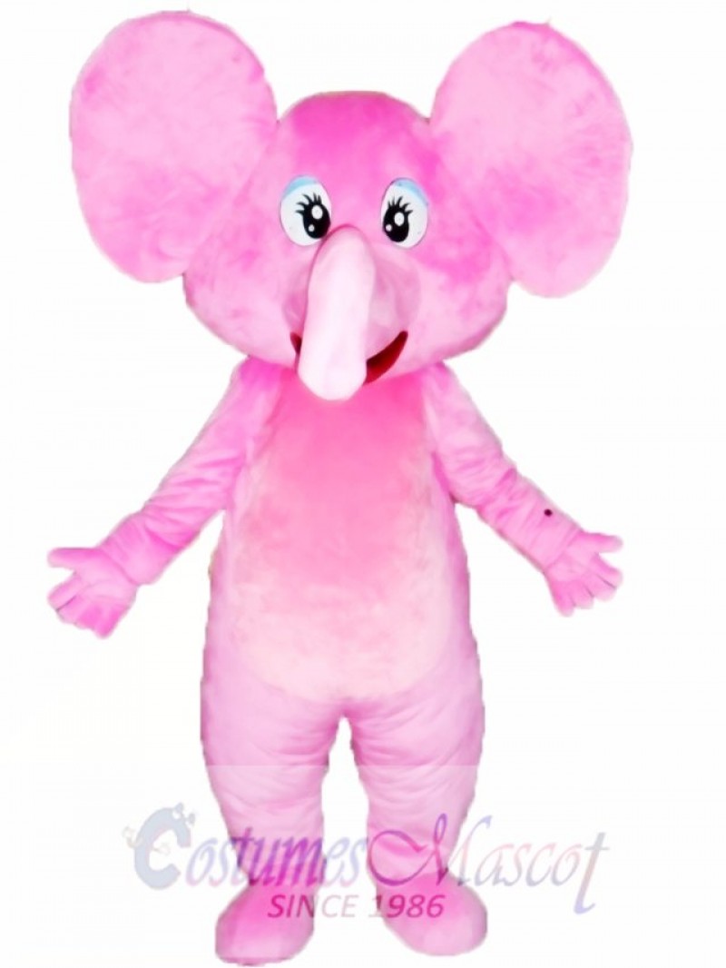Happy Pink Elephant Mascot Costume