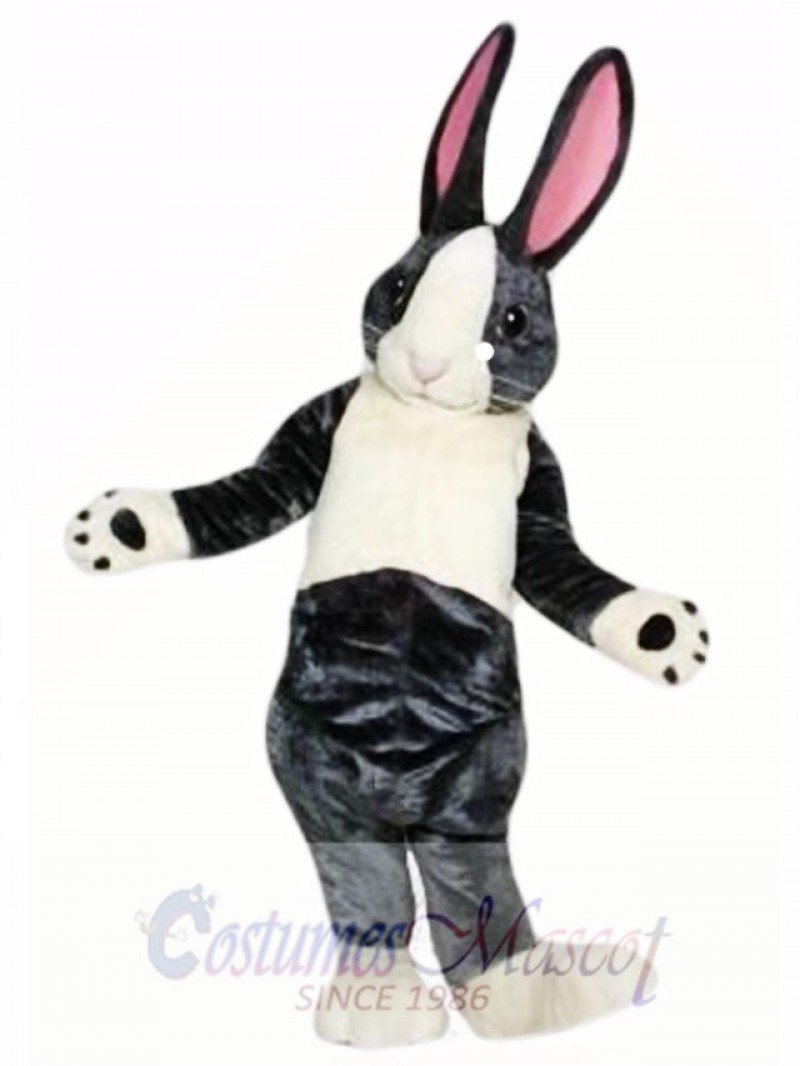 Black and White Pink Ears Rabbit Easter Bunny Mascot Costume