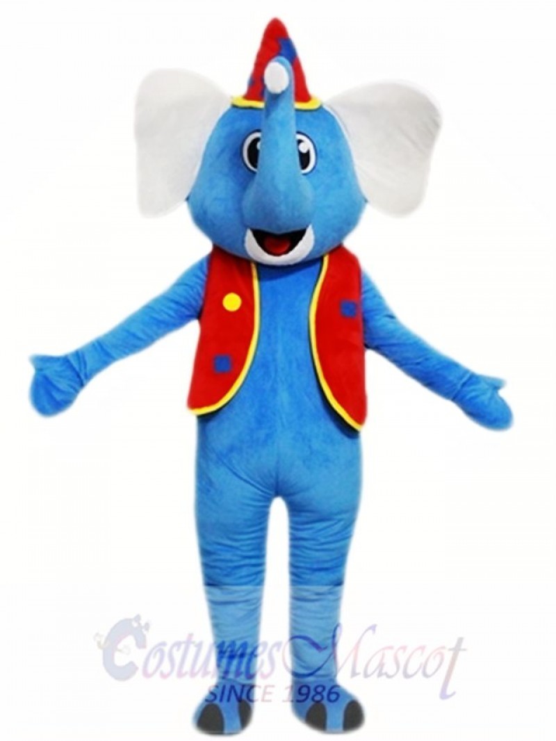 Blue Elephant Red Hat Mascot Costume