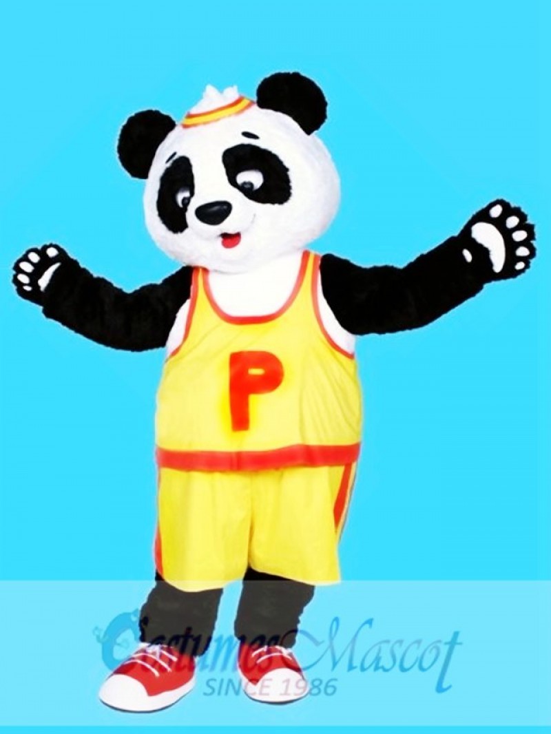 Yellow T shirt Panda Mascot Costume