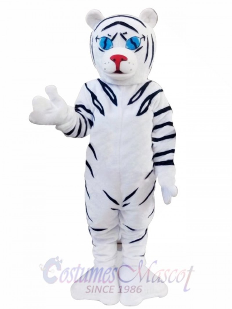 White Tiger Cartoon Mascot Christmas Costume