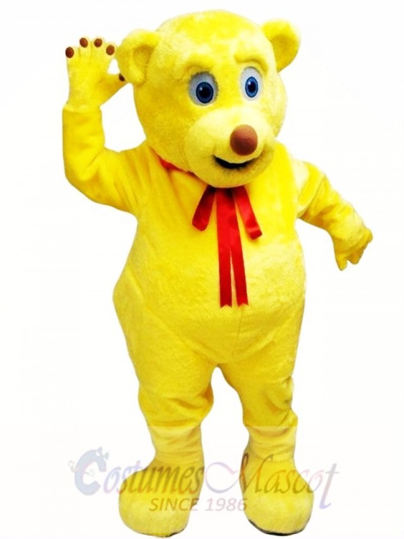 Yellow Cut Teddy Bear Mascot Costume