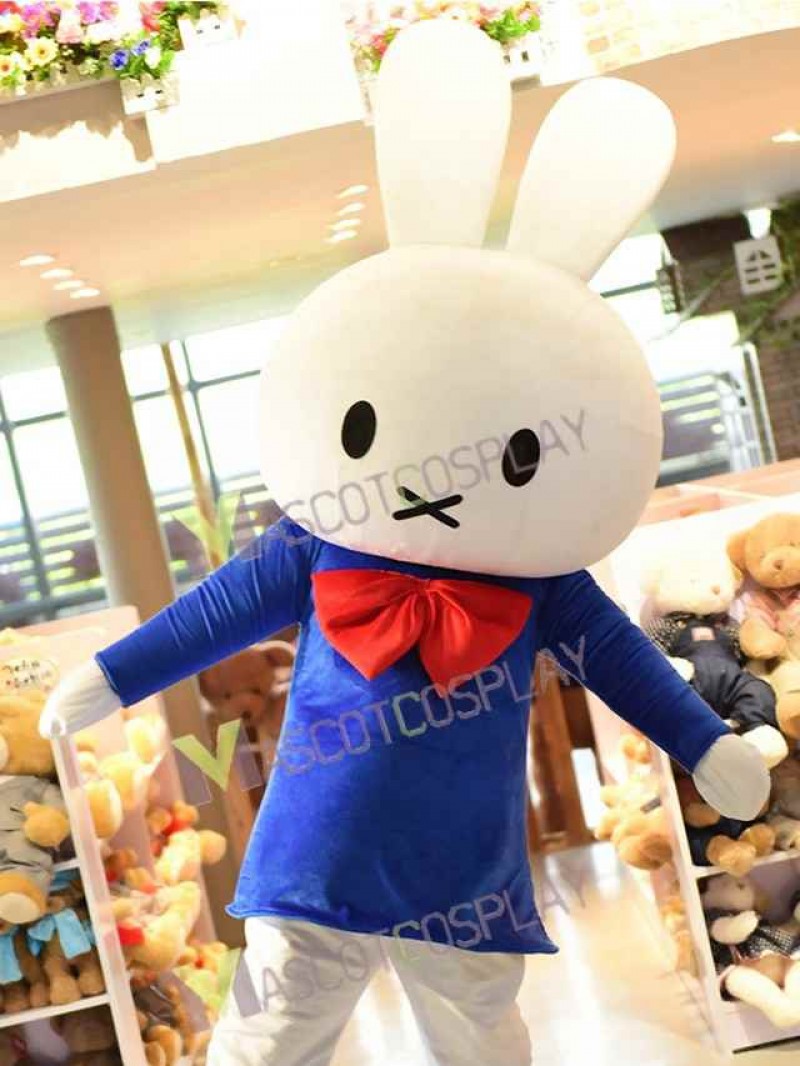 Easter Bunny Rabbit in Blue Dress Mascot Costume