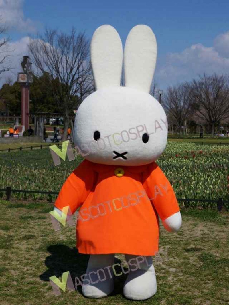 Easter Bunny Rabbit in Orange Dress Mascot Costume