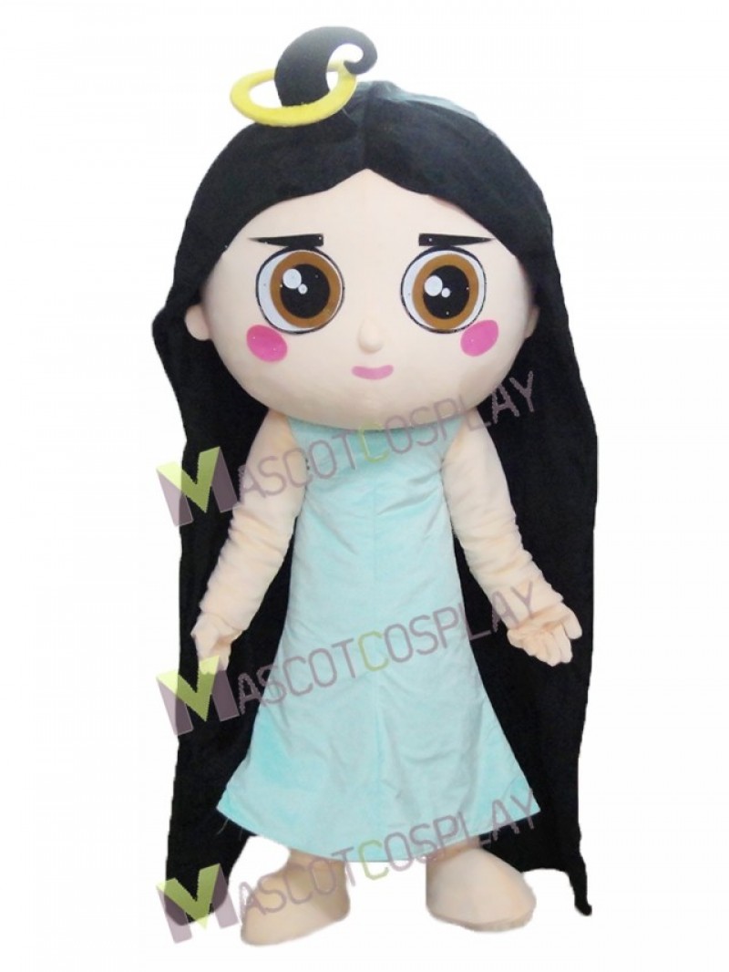 Black Hair Nun Sister Angel Mascot Costume