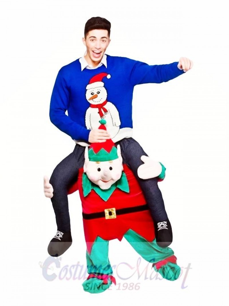 Carry Me Piggy Back Ride On Novelty Elf Mascot Costume