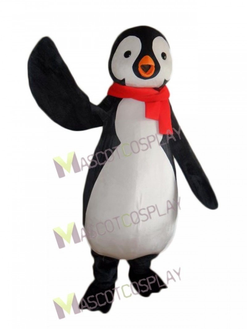 New Penguin with Red Scarf Mascot Costume