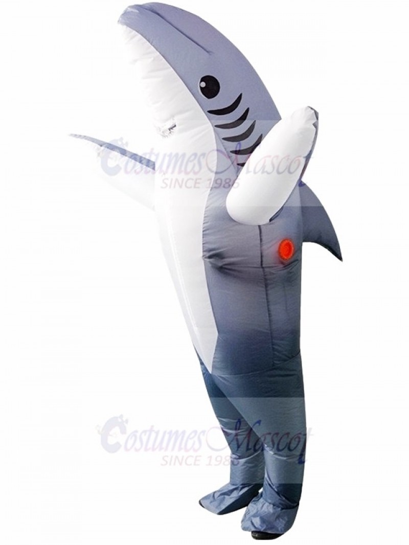 Gray Shark Inflatable Halloween Xmas Blow Up Costumes for Adults