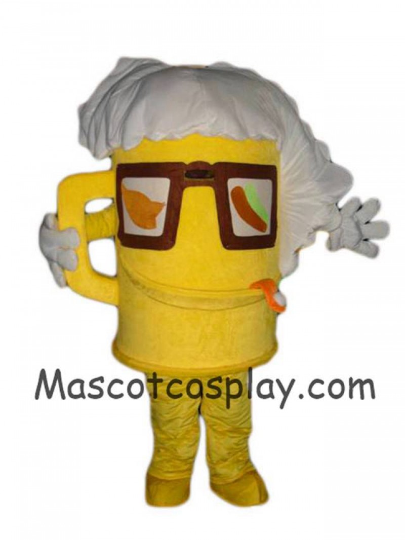 Hot Sale Adorable Realistic New Popular Professional Yellow Cartoon Cup Glass Beer Bottle Mascot Costume Doll with Glasses Mascot Costumes