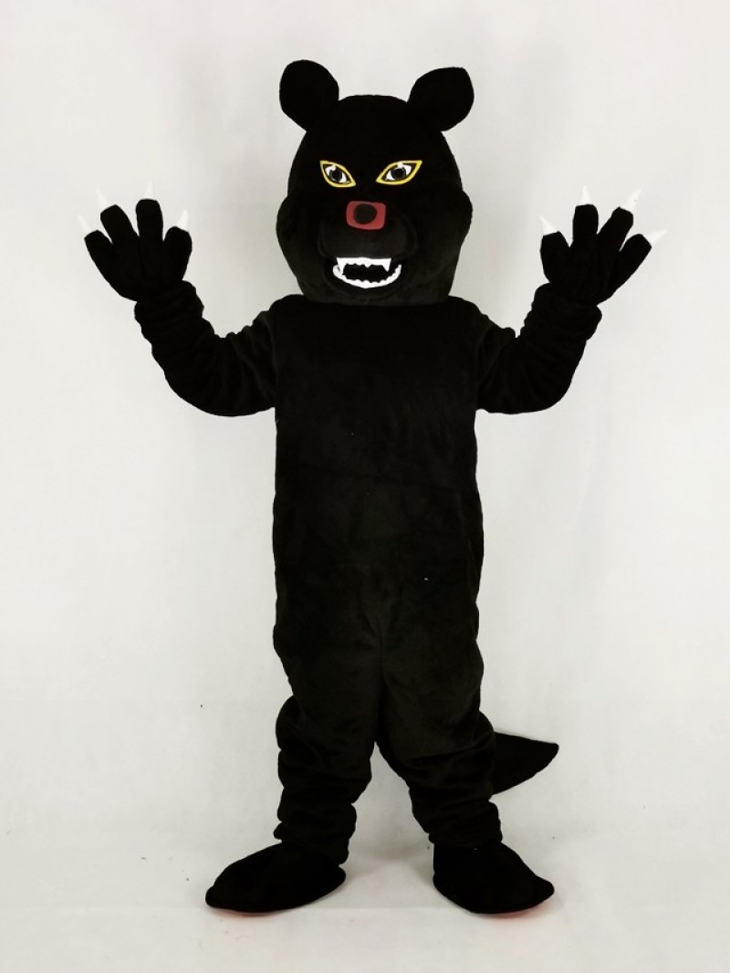 Fierce Black Wolf Mascot Costume Cartoon